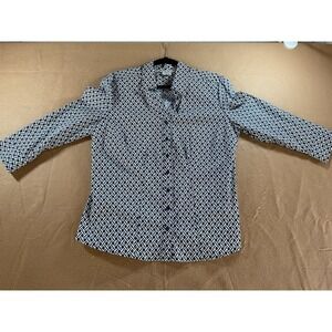 COMO Stretch Woman's 3/4 Sleeve Button Down Shirt Size XL